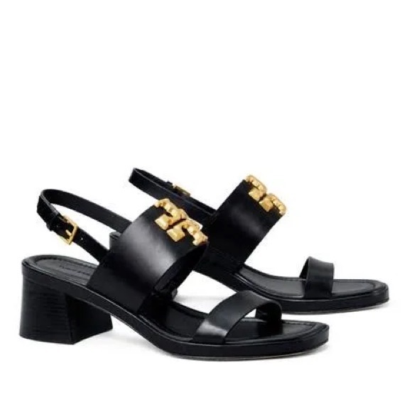 Tory Burch Shoes - NWT Tory Burch ELEANOR  Black Sandals with Gold Accent